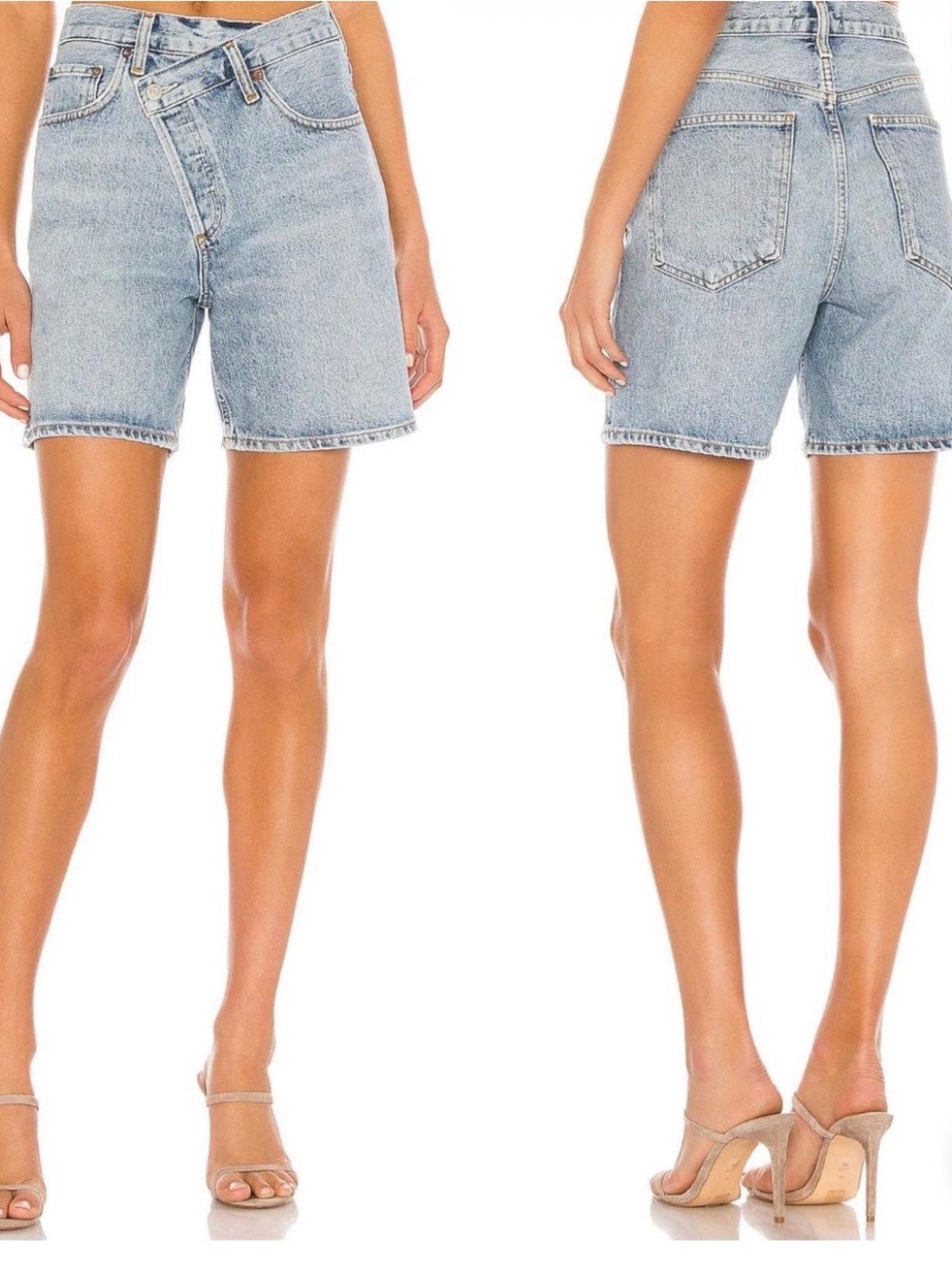 Agolde Light Blue High-Rise Bermuda Jean Shorts